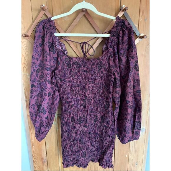 Free People Smock It to Me purple smocked mini dress NWT - Picture 5 of 12